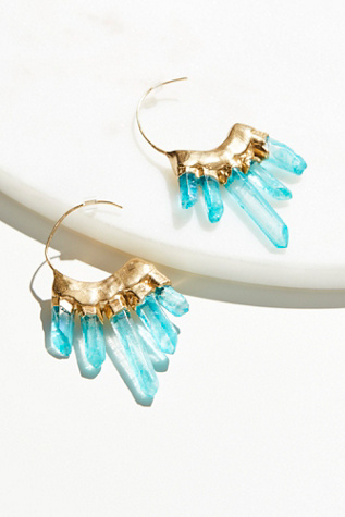 Bohobo Collective - Icicle Raw Quartz Hoops