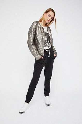 Free People - Metallic Leather Bomber