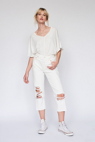 Free People - Cropped Ripped Boyfriend Jean