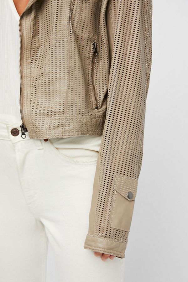 Perforated Leather Moto Jacket Free People