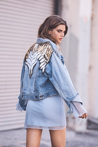 Free People - Glam Embellished Denim Jacket
