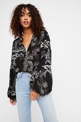 Free People - Metallic Blooms Printed Top