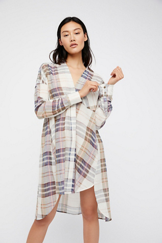 Free People - Jet Set Plaid Maxi Buttondown