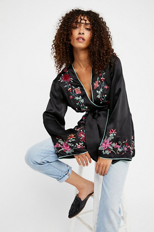 Free People - Embroidered Satin Blazer
