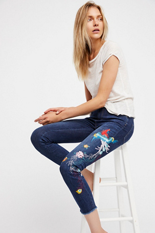Free People - Embroidered Bird Jean
