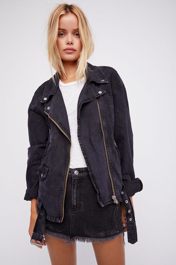 Short Length Oversized Moto Jacket