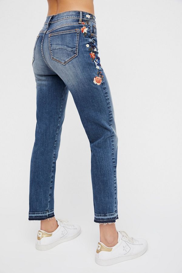 Amelia Embroidered Crop Jeans | Free People