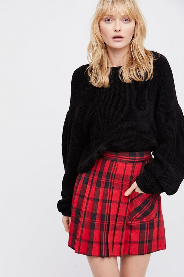 Slide View 1: Plaid Mini Skirt