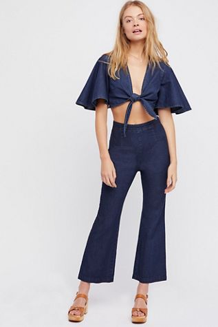 free people drapey a line bell bottom jean