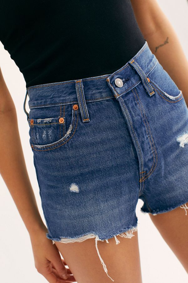 levis 501 high rise denim shorts