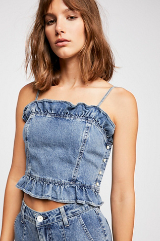ruffled denim top