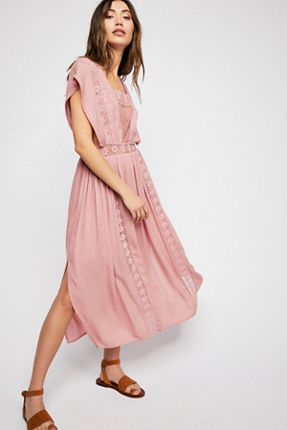 free people peach pie midi dress