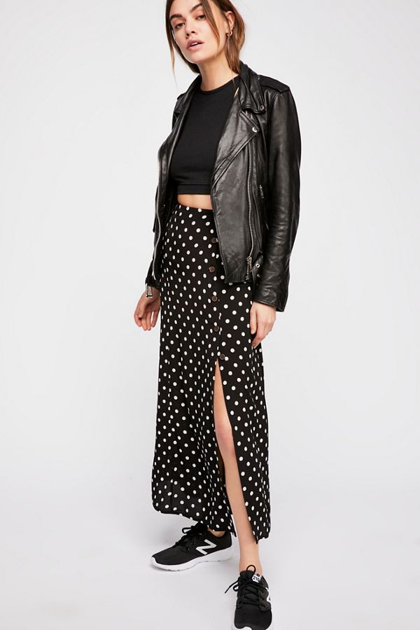 free people midi retro polka dot skir