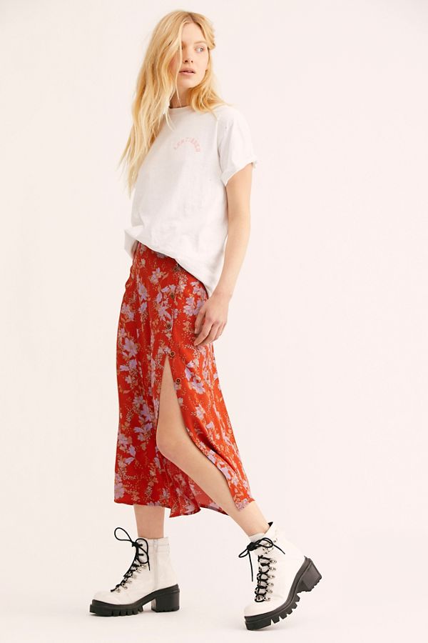 free people midi retro polka dot skir