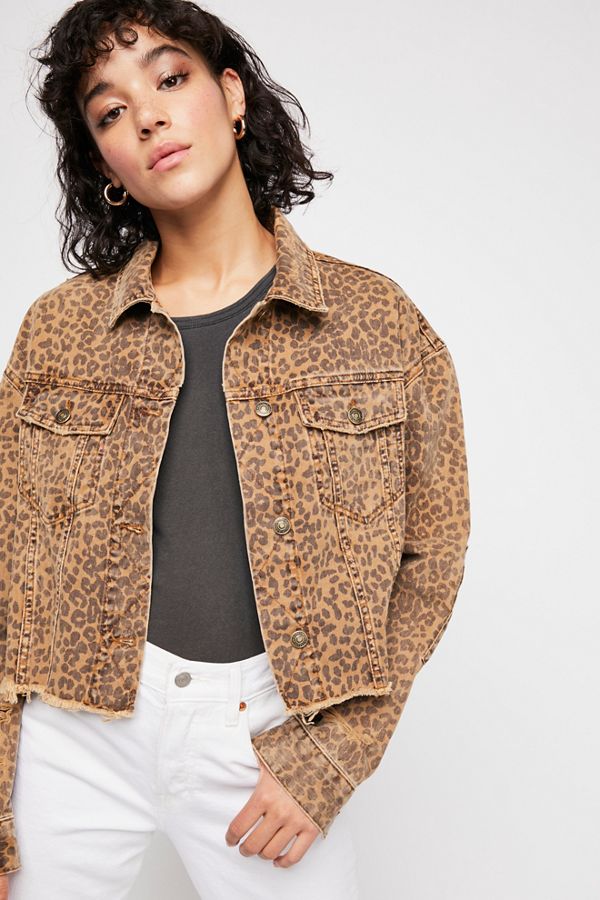 Cropped Leopard Denim Jacket | Free People