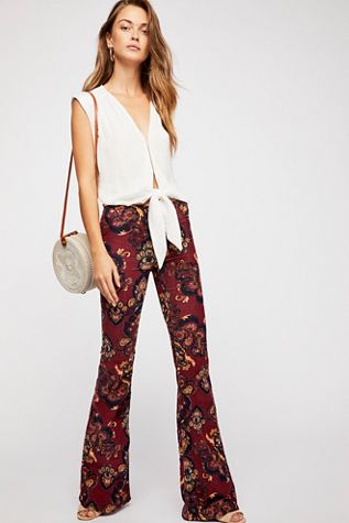 Pull On Corduroy Printed Flares 