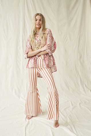 just float on printed flare jeans