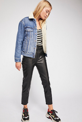 free people black leather pants