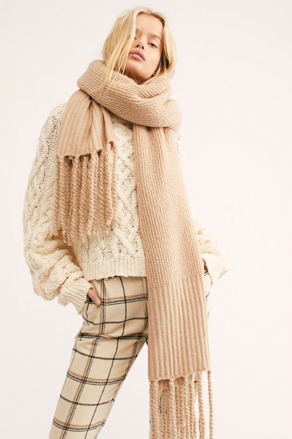 Slide View 2: Jaden Ribbed Fringe Blanket Scarf