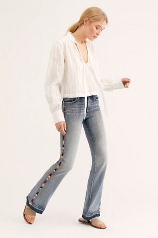 free people drapey a line pull on bell bottom jean