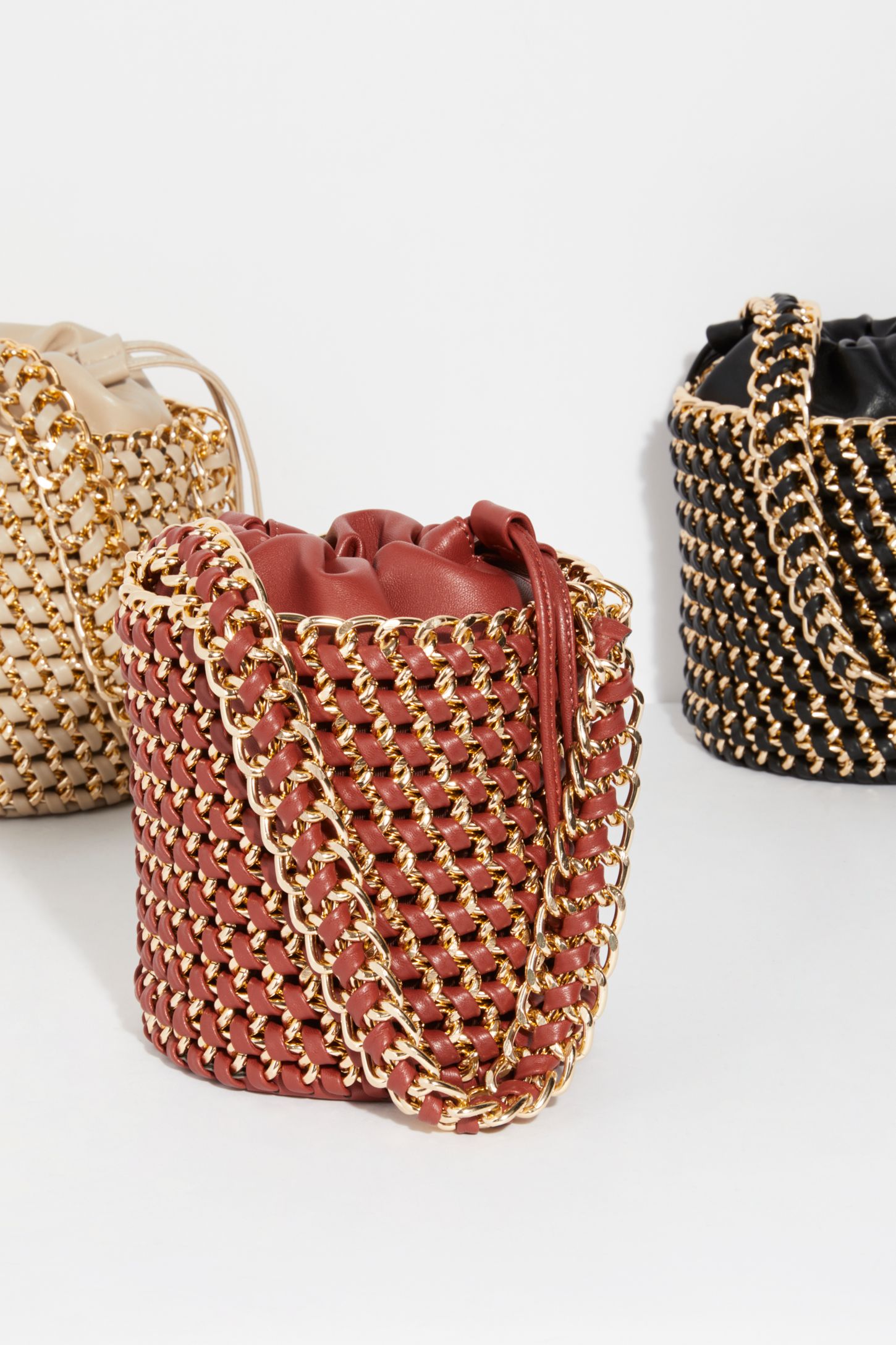 Slide View 1: Woven Chain Bucket Bag