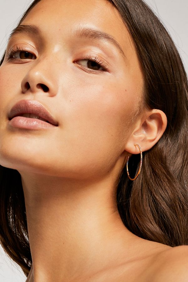 Slide View 1: Tai Rhinestone Medium Hoop Earrings