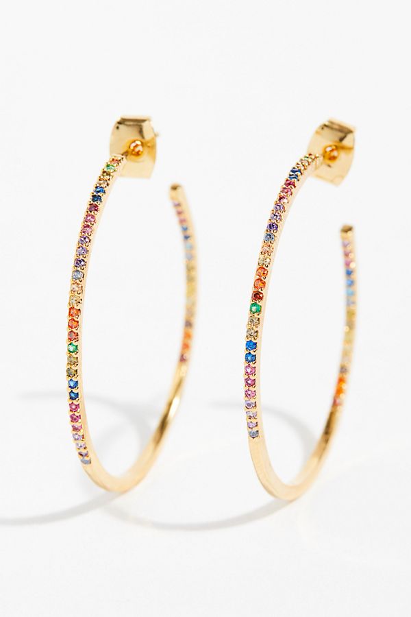 Slide View 2: Tai Rhinestone Medium Hoop Earrings
