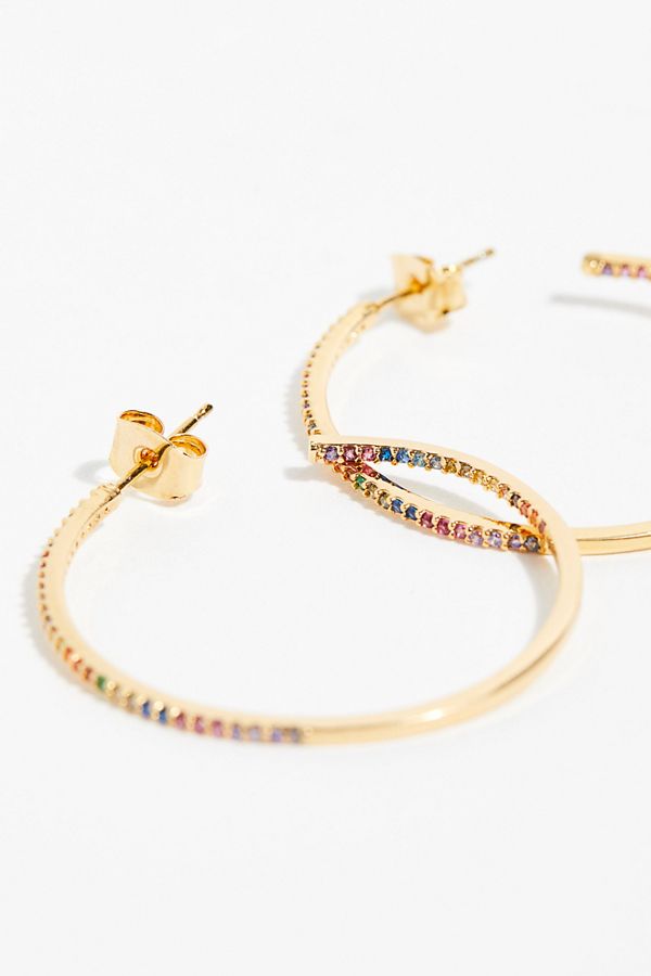 Slide View 4: Tai Rhinestone Medium Hoop Earrings