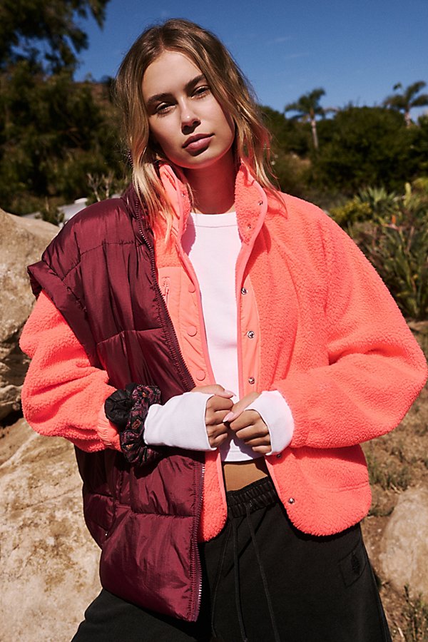 Fp Movement Hit The Slopes Fleece Jacket In Neon Coral