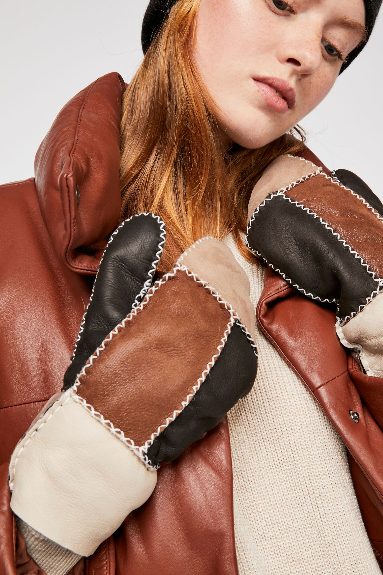 Slide View 1: Siberia Patchwork Shearling Mitten