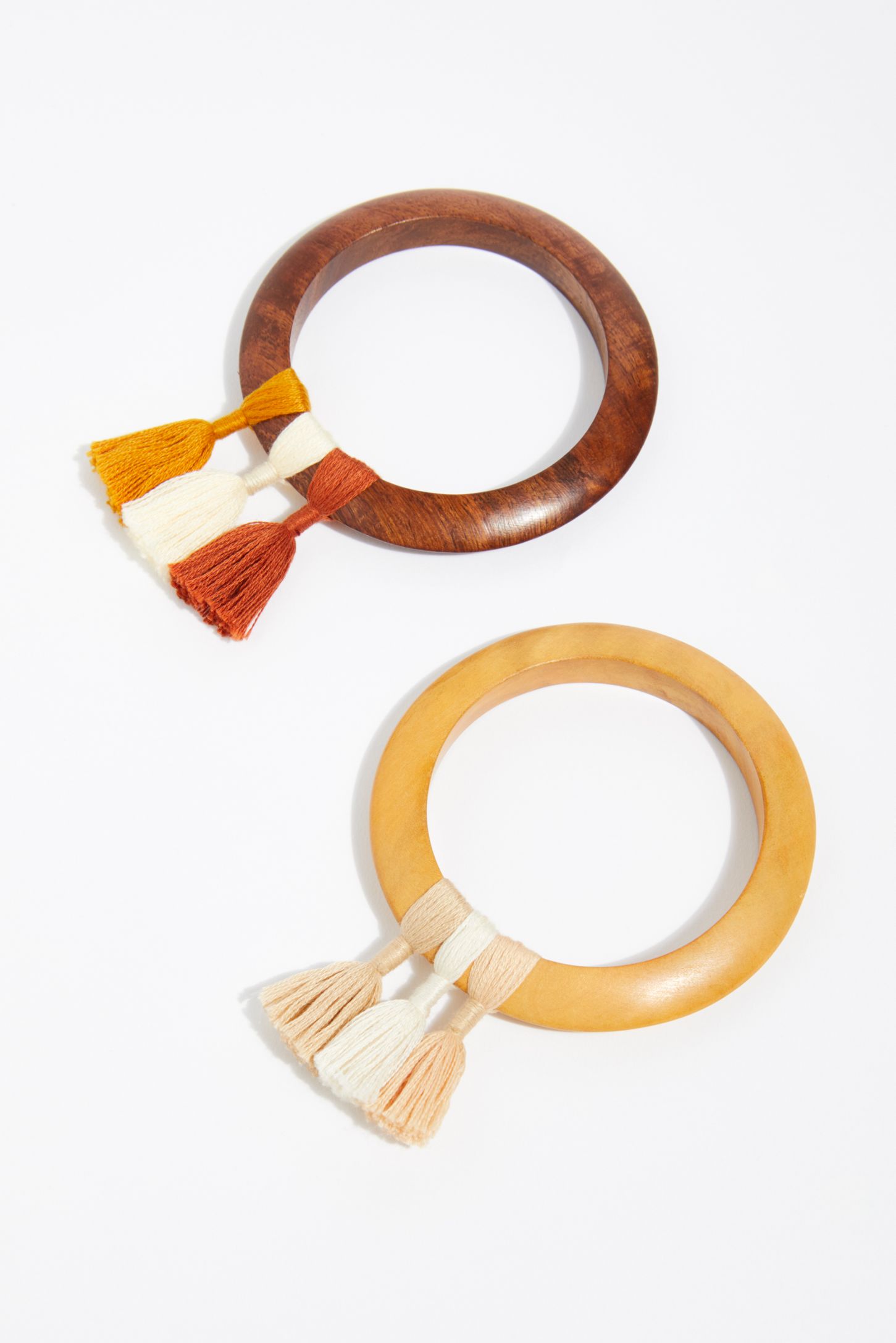Slide View 1: Wooden Tassle Bangle
