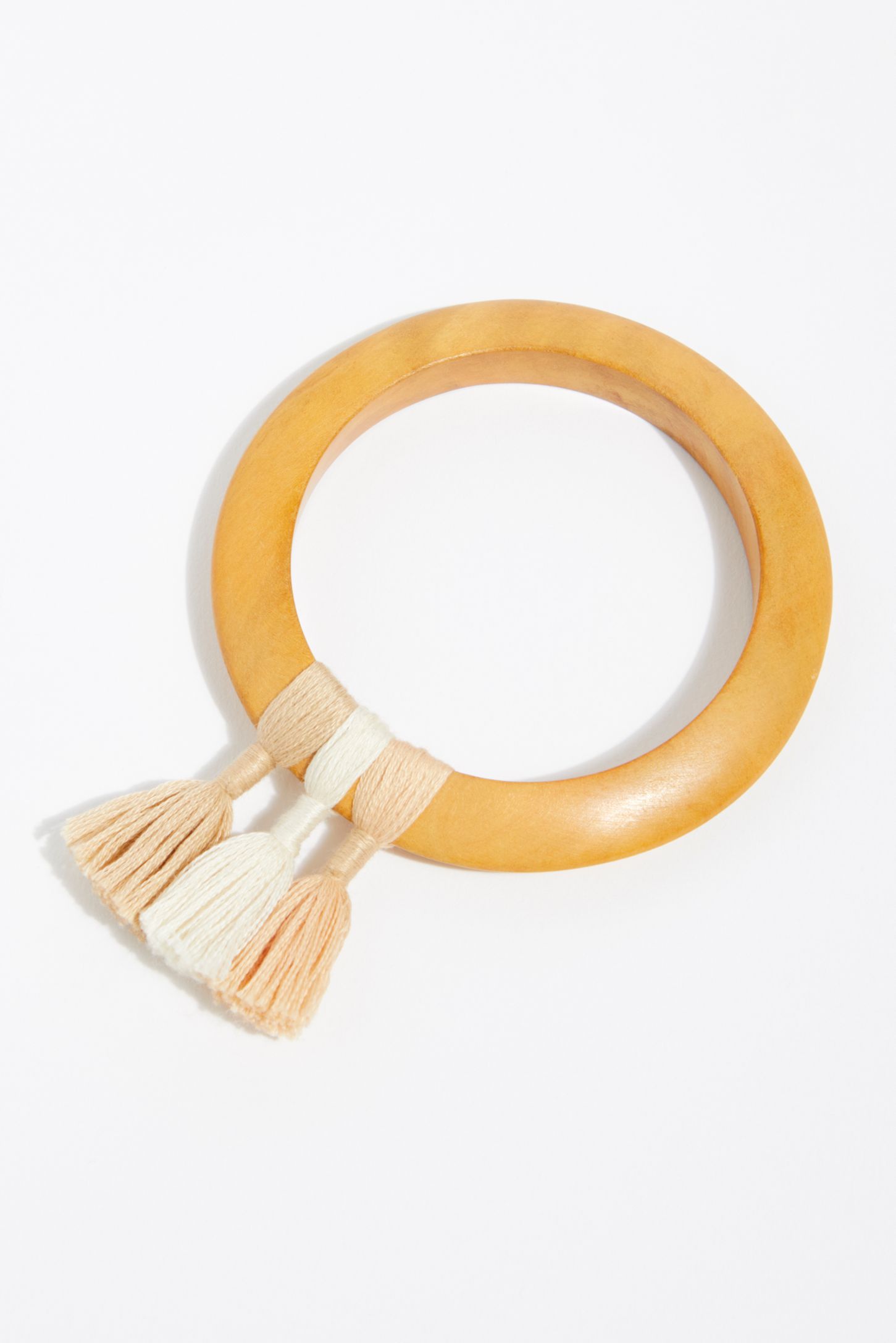 Slide View 2: Wooden Tassle Bangle