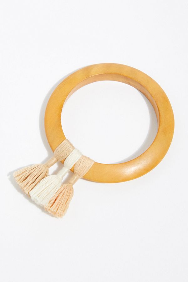 Slide View 2: Wooden Tassle Bangle