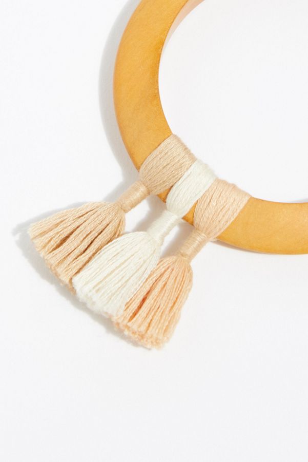 Slide View 3: Wooden Tassle Bangle