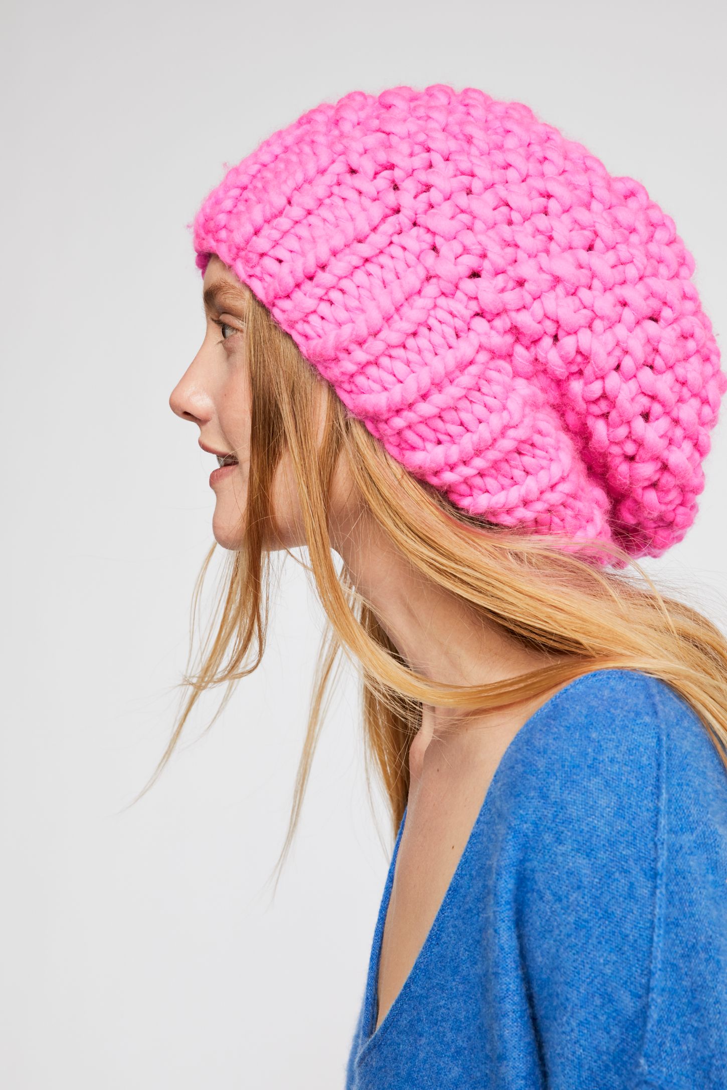 Slide View 3: Moss Slouchy Hand Knit Beanie