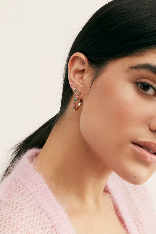 Slide View 4: Everyday Rhinestone Hoop Set