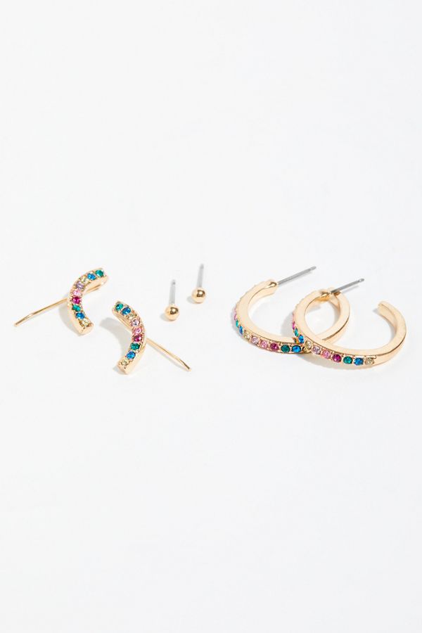 Slide View 3: Everyday Rhinestone Hoop Set