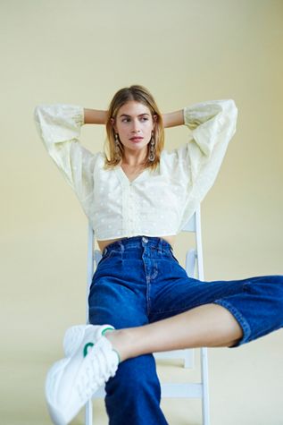 Pleated Straight-Leg Jeans