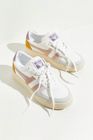 Gola Grandslam Trident Sneakers In White / Blossom / Lily