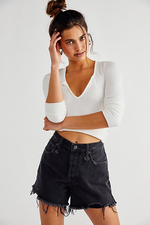 Free People Makai Cut Off Shorts In Washed Black