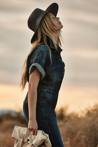 Free People Marci Coverall In Inky Indigo