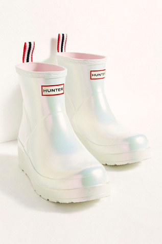 Hunter Play Short Nebula Wellies In Silver