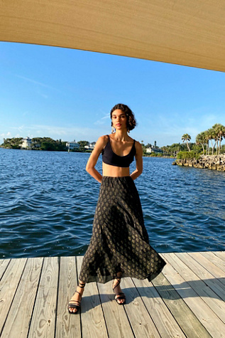 black print maxi skirt