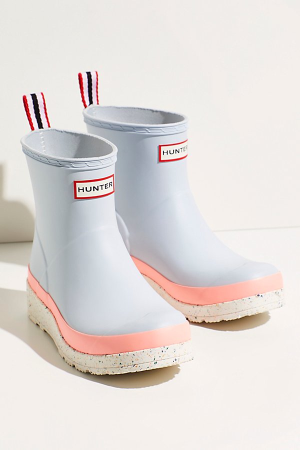 Hunter Play Short Speckle Wellies In Limpit Grey / California Sea Shelly