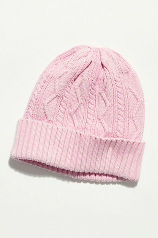 Free People Stormi Washed Cable Beanie In Bubblegum