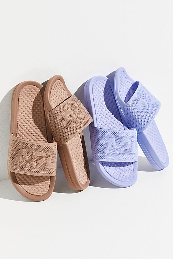 Apl Athletic Propulsion Labs Apl Big Logo Techloom Slide Sandals In Almond