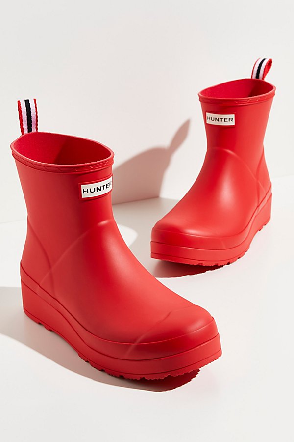 Hunter Play Short Wellies In Logo Red